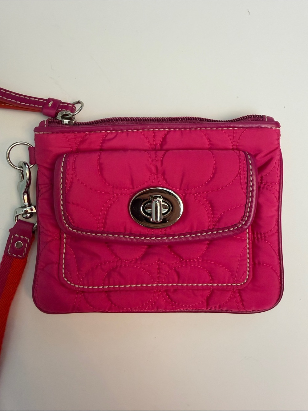 *New* Coach Nylon Hot Pink Turn Lock Wristlet